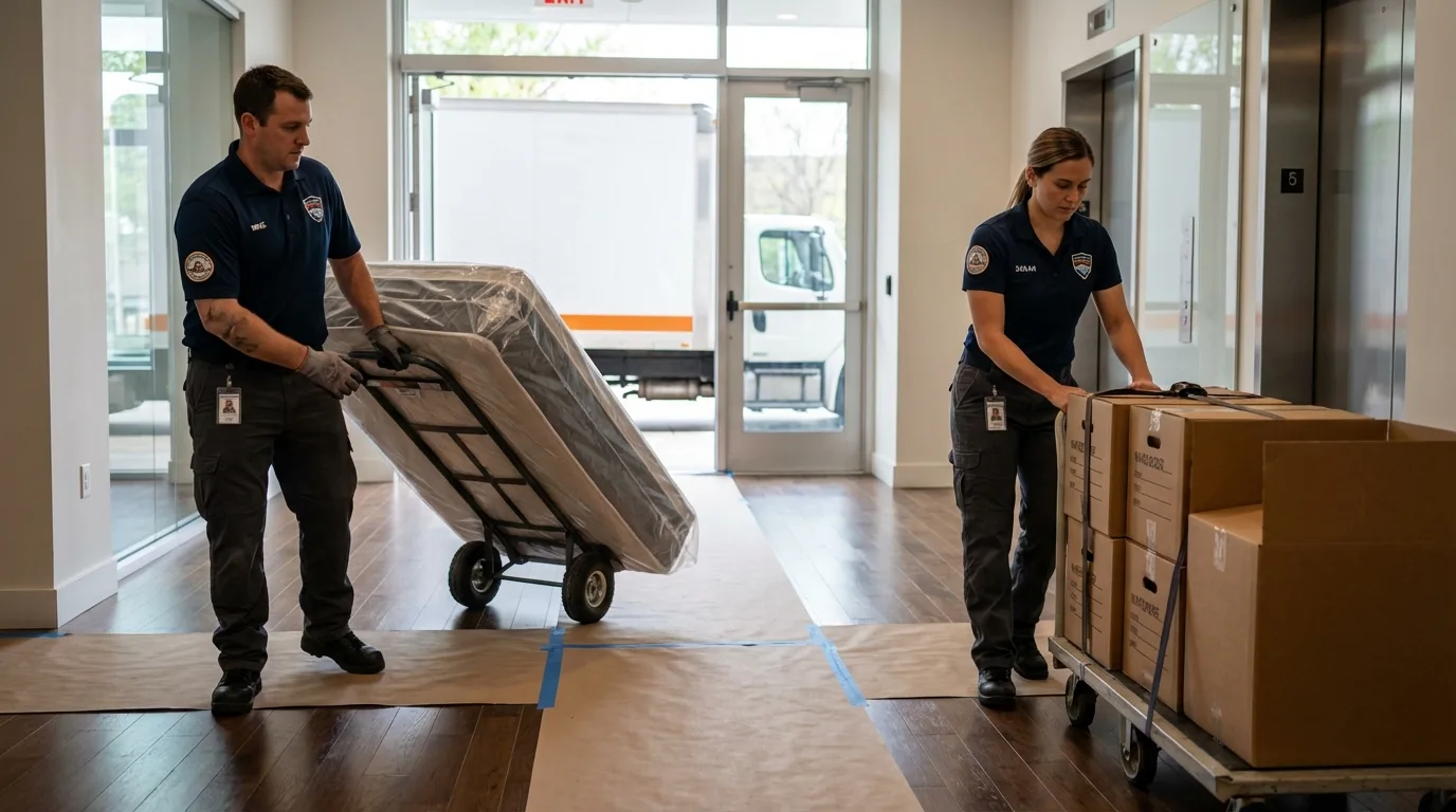 Professional apartment movers loading elevator in Occoquan, VA
